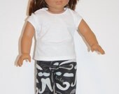 Doll Pants, Fits 18" Doll, Doll Clothes, Moustache Sleep Pants