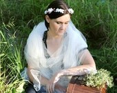 Bridal Flower Crown Headband, White and Pink Headpiece, Floral Circlet, Wedding Hair Accessory, Bridal Head Piece, VelvetTeacup
