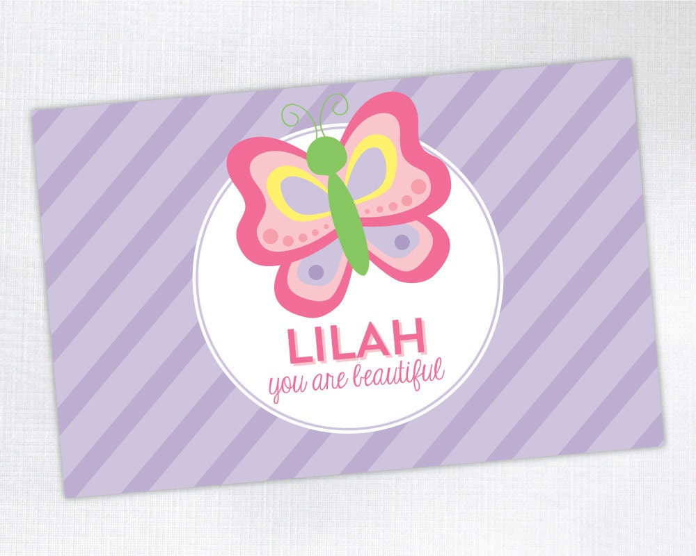 Personalized Placemat - You Are Beautiful / Butterfly - laminated, double-sided - Custom Kids / Childrens Placemat Il_170x135