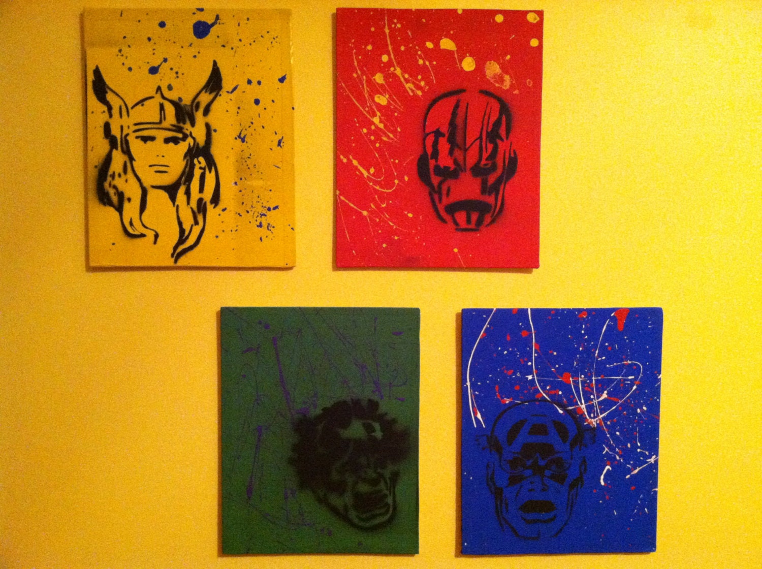 Avengers Hand Painted Mixed Media Wall Art ----Canvas Panels