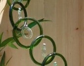 RECYCLING WINE BOTTLES into windchimes, eco friendly and green, mobile, wind chime, garden decor 114