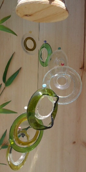 RECYCLING MIXED BOTTLES into windchimes, eco friendly and green, mobile, wind chime, colorful and musical, wind chimes 120