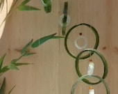 RECYCLING GREEN WINE bottles into windchimes, eco friendly and green, mobile, wind chime, green, 109