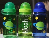 SALE - 15oz Personalized Sports Water Bottle - For Kids - Party Favors, Gifts - Fun Colors Summer - Red, Blue, Orange, Green, Yellow, Lime