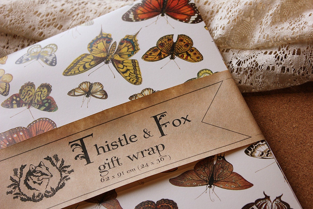 Au Naturel Butterflies Wrapping Paper One Large Sheet, Limited Edition