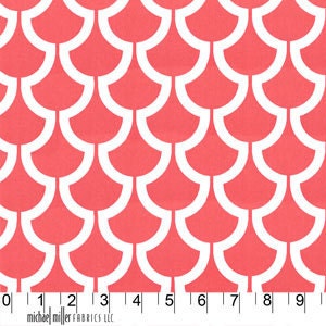 Billow in Coral Fabric, Bekko, Home Decor Fabric, Trenna Travis for Michael Miller Fabrics, Half Yard, 1/2 Yard