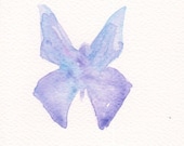 Watercolor - Print Original Painting 4x4 Animal Butterfly Chic Spring Home Decor Illustration  Yellow  Purple  Blue