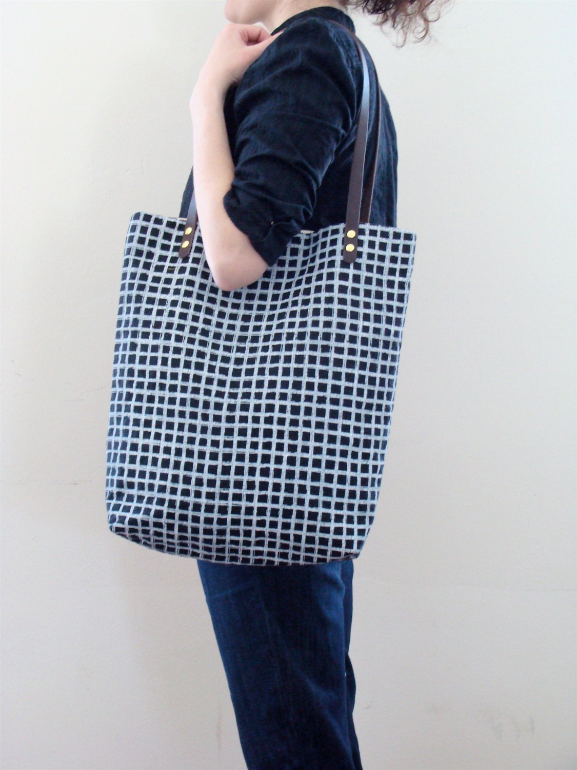 Carryall Tote Screen Print Natural Linen Weekender Bag