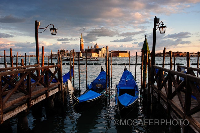 Venice Home Decor Gondola Print Fine Art Print 12x18 20x30 Photography Venice waterfront Gondolas Print