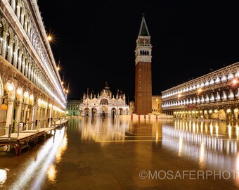 Venice Home Decor St. Mark's Square Fine Art Print 12x18 20x30 Photography Venice High water flooded Acqua Alta Print