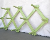 Apple Green Hanging Vintage Wood Coat Hat Scarf Dress Expandable Rack Upcycled and Painted Modern Home Decor Dorm teen Girl room