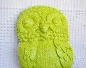 Lime Green Wall Owl - Upcycled Vintage Owl Wall Hanging bright funky retro modern owl playroom teen dorm room