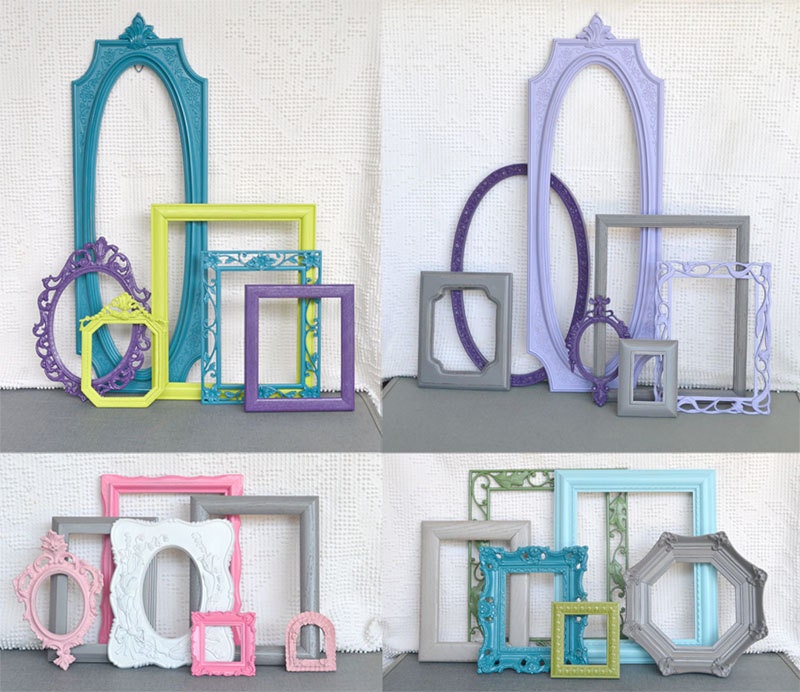 Custom Frames.. VINTAGE ORNATE Open Frames set of 6... chosen & pictured... You Pick Your Own COLORS Upcycled Frames Modern
