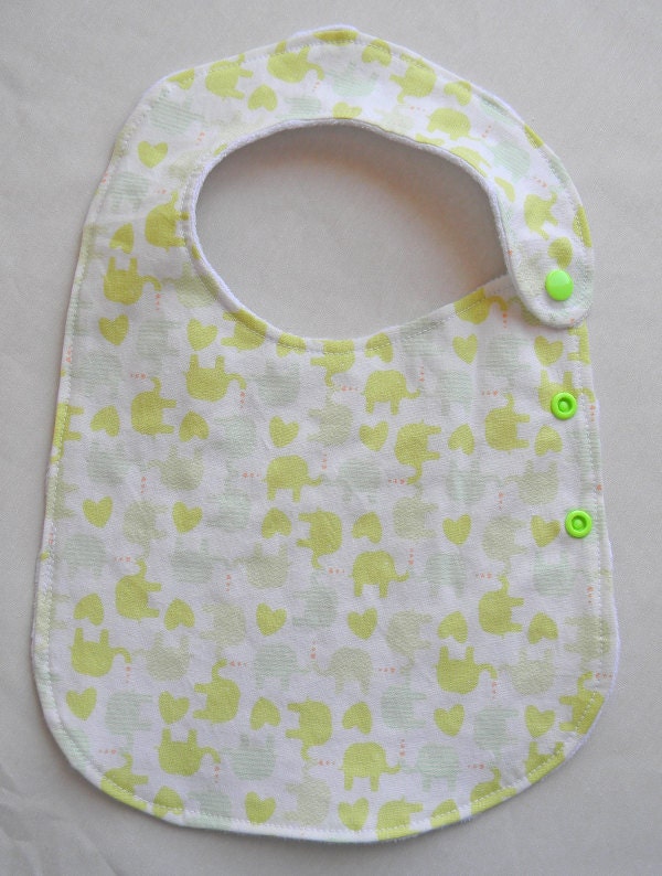 Green Elephant Adjustable Side Snap Bib