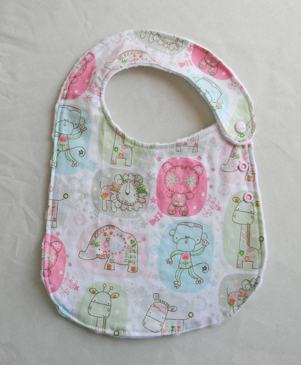 Pastel Animals Side Snap Adjustable Bib