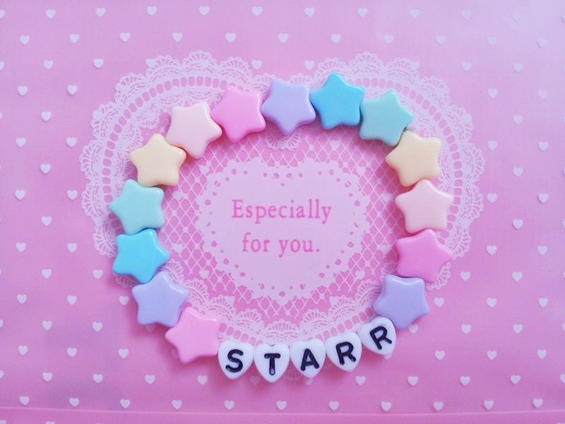 Kawaii custom made pastel star bead bracelet