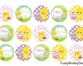 Easter Chick Spring Cute 1" 4x6" Bottle Cap Images sheet Circle Digital Printable Il_170x135