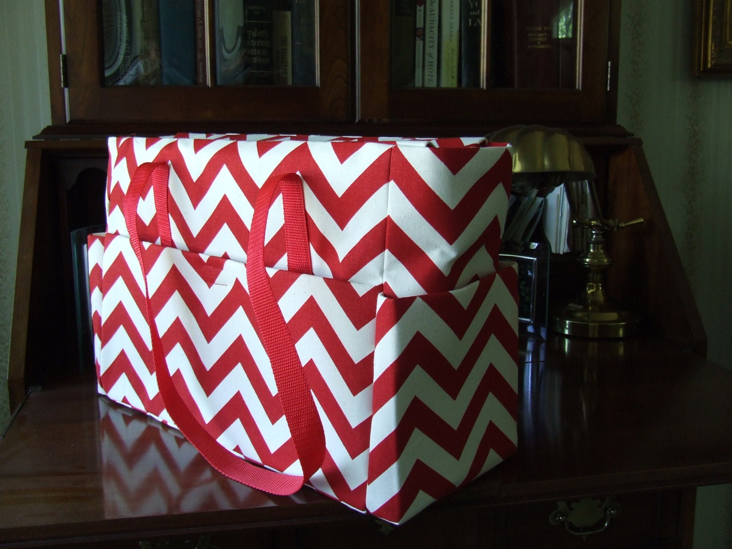 Tote/Diaper bag in large chevron print.