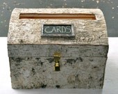 Birch Bark Covered Wedding Card Box with Slot and Lock- Bride and Groom Advise Box  - Woodland Wedding - Rustic Barn Wedding