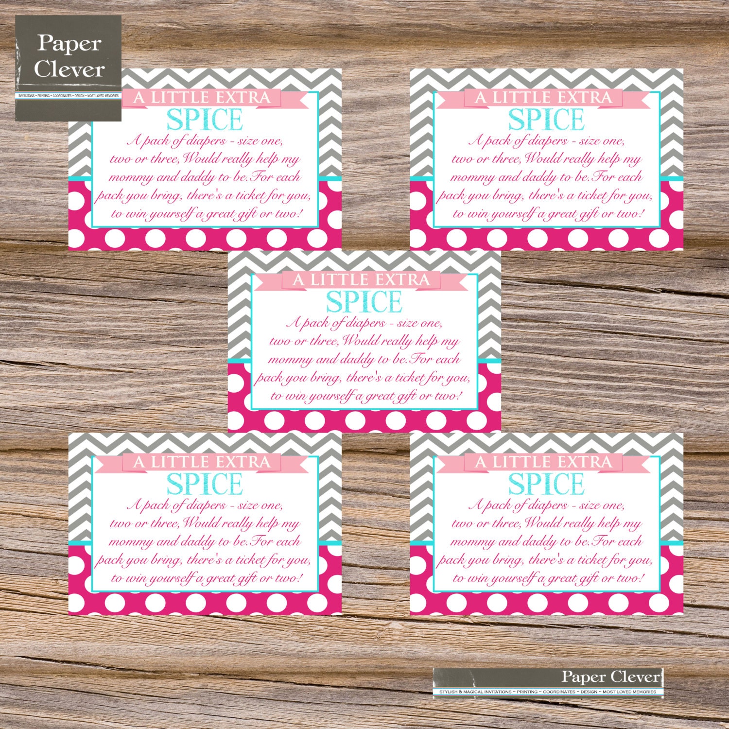 Baby shower diaper raffle ticket vintage spice, hot pink, aqua,gray - instant download, digital file, printable Il_170x135