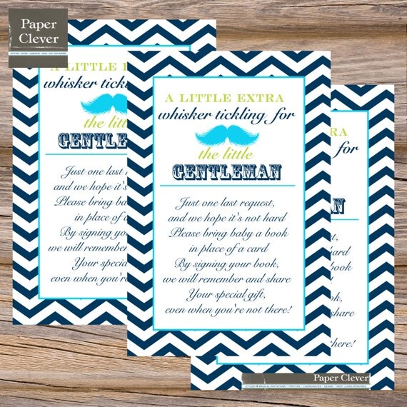 Baby shower invitation insert card, little man, mustache in any colors - digital, printable Il_570xn