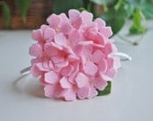 Light Pink Hydrangea Headband, Wool Felt Flower in Light Pink.  Perfect for infants, toddlers, girls, and adults.