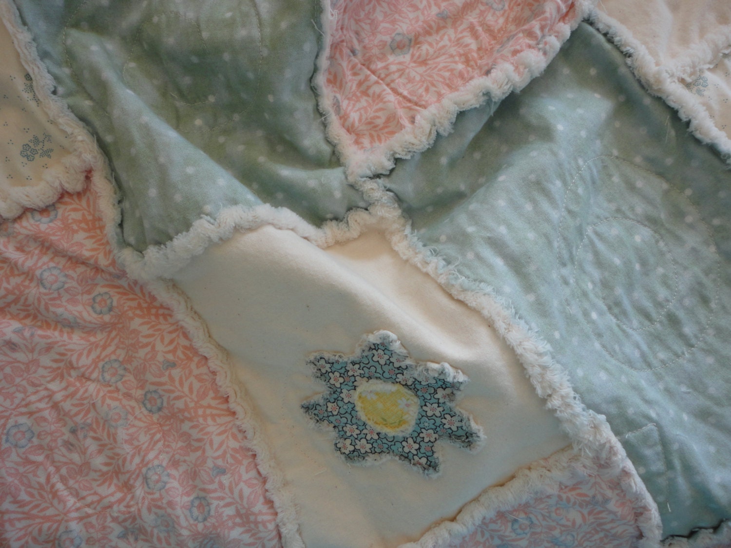 Shabby Chic Rag Quilt Baby Quilt Pastel Colors