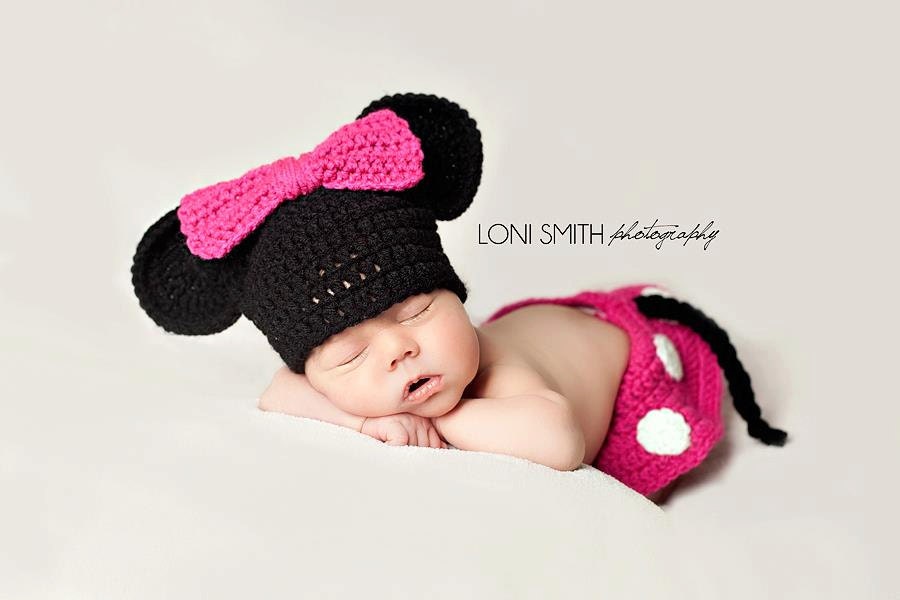 Baby Minnie Mouse Inspired Costume Set Hat Skirt Diaper Cover in Pink White Black - Winter Outfit Newborn Boy Girl Thanksgiving Photo Prop