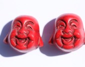 Red Buddha Head Beads - Buddha Head Beads - Howlite Beads - Lauging Buddha - Gemstone Buddha
