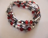 Hematite, Crystal, and Silver Bracelet