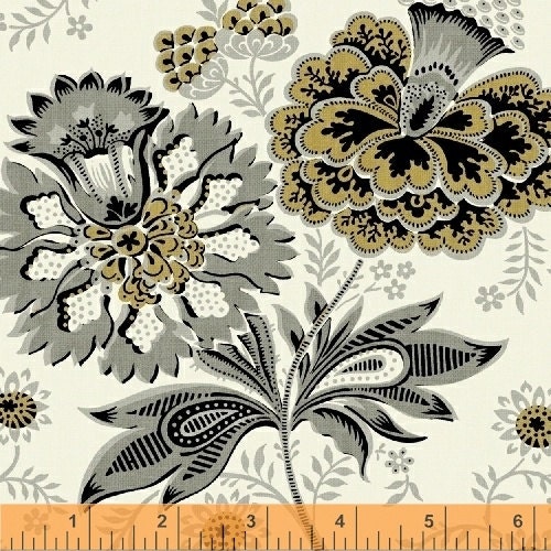 Aster Collection - Vintage Jacobean Floral - Light Grey - Windham Fabrics