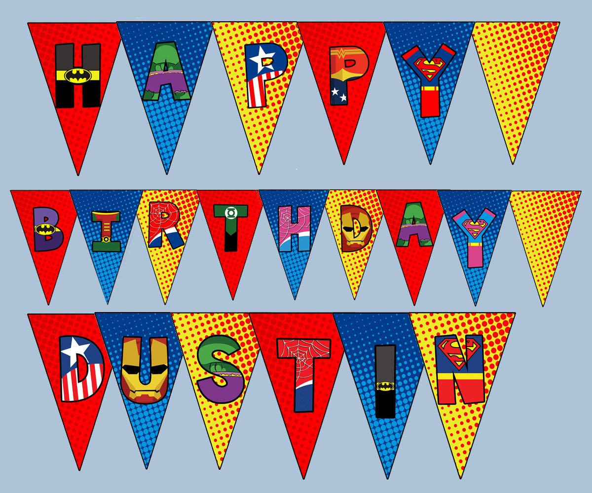 Personalized Superhero Bunting- digital file