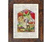 Beauty and the Beast Glass Pane Print on an Unframed Upcycled Bookpage