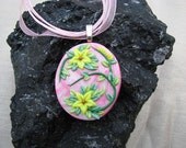 Floral:  Polymer Clay Pendant