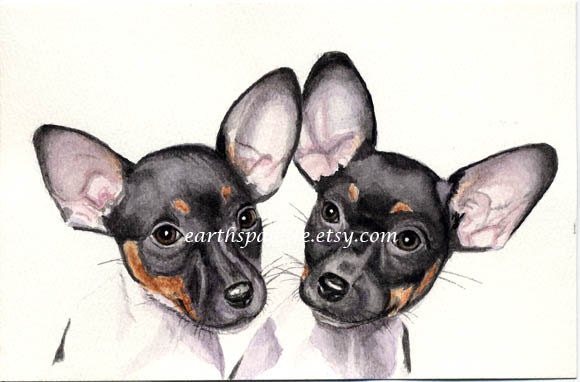 Fox terrier dog painting 5x7 print from original watercolor painting rat terrier dog pet portrait home decor wall art earthspalette