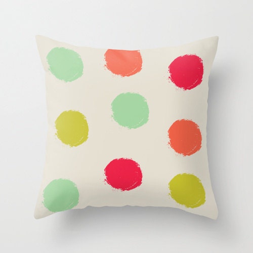 Pillow Cover, Throw Pillow, Mint, Orange, Green Pink, Nursery Room Pillow, 16x16 Pillow Decorative, Home Decor - Children's Spring Party