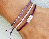 Wish bracelet, braided friendship bracelet, karma bracelet - lavender waxed irish linen -
