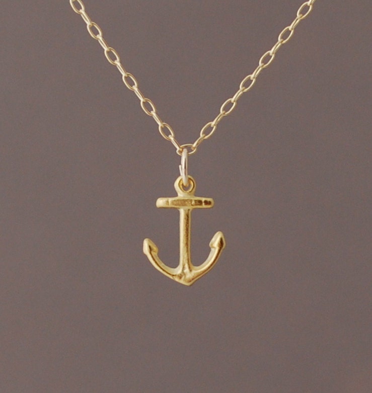 Gold Tiny Anchor Necklace also available in silver