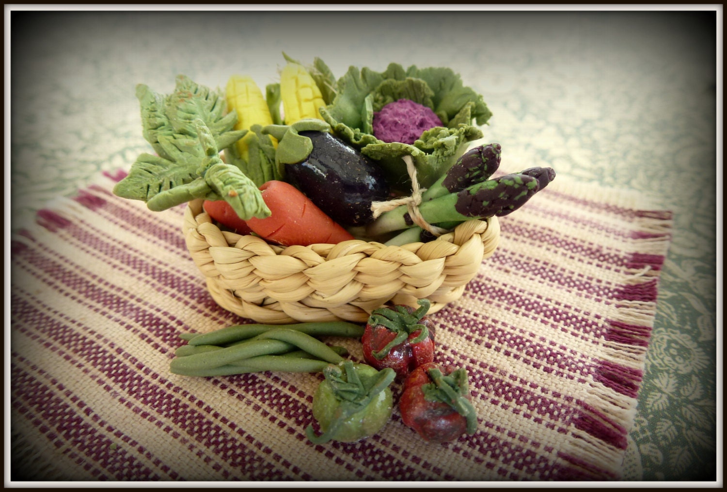 Miniature Dollhouse Food  Vegetable Basket