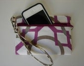 Wristlet Wallet in Fuchsia and Grey, I phone Wallet