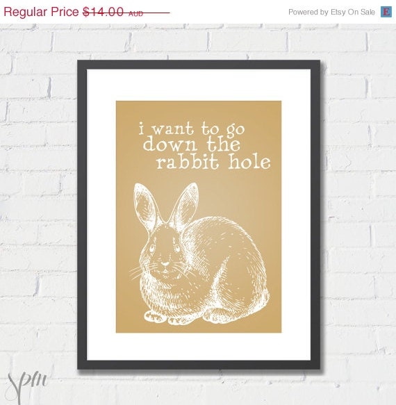 Art Print Alice in Wonderland Down The Rabbit Hole 8x10 or A4