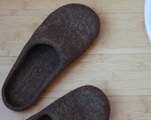 Felted wool slippers for women or men - brown house shoes - fathers day gift