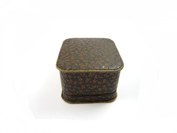 Vintage french jewelry box ,brown box faux snake skin