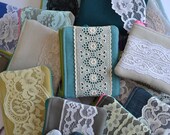 The Allison - floral vintage lace zipper pouch with zipper closure cotton and vintage canvas
