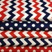 Patriotic Red/Navy Chevron and Dot HALF YARD BUNDLE - 5 prints, 2.5 yards total