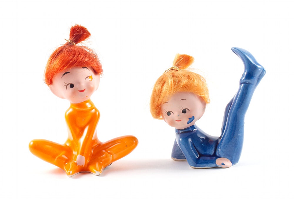 Kitsch Elf Figurines Retro Kawaii Home Decor Cute Elves / Vintage 70s