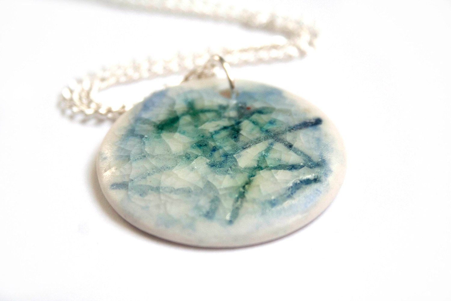 Ceramic necklace - Porcelain pendant - Contempary abstract necklace