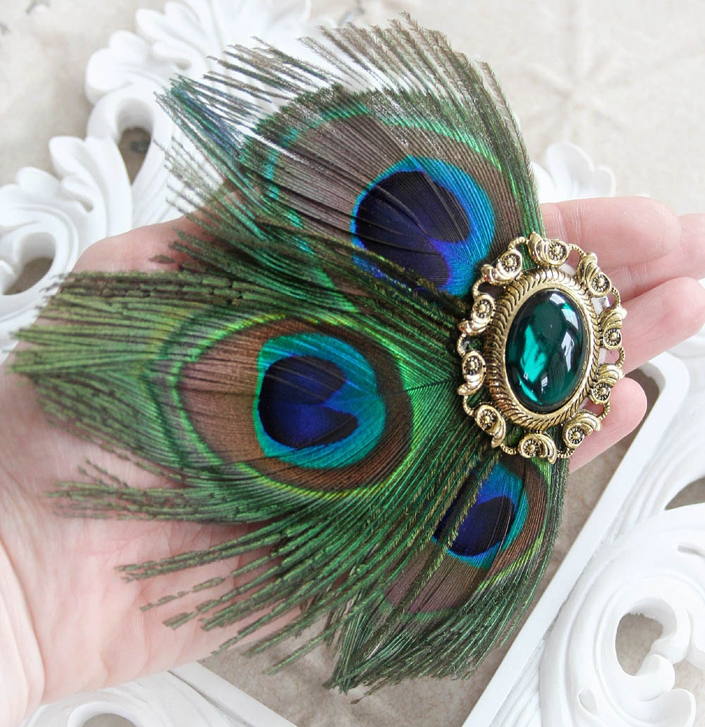 WYLDE WINGS vintage Victorian feather fascinator hair jewelry in red, free gift boxing