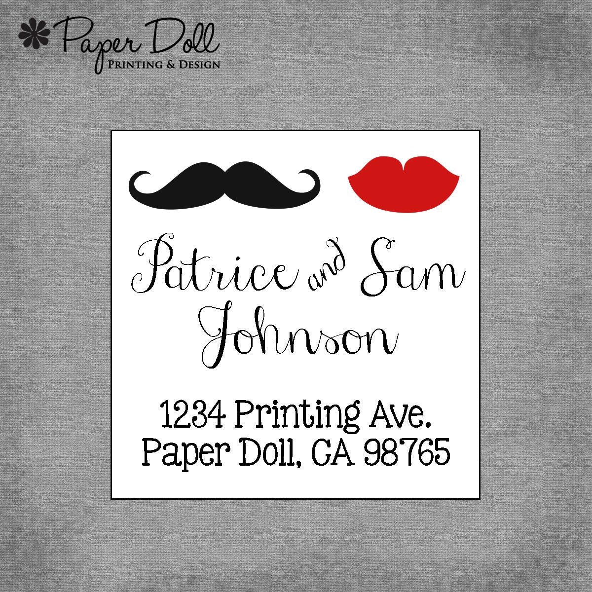 Mustache and Lips - Square Address labels - Set of 40