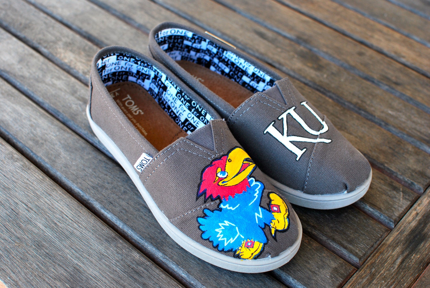 Kansas University Jayhawks TOMS shoes YOUTH